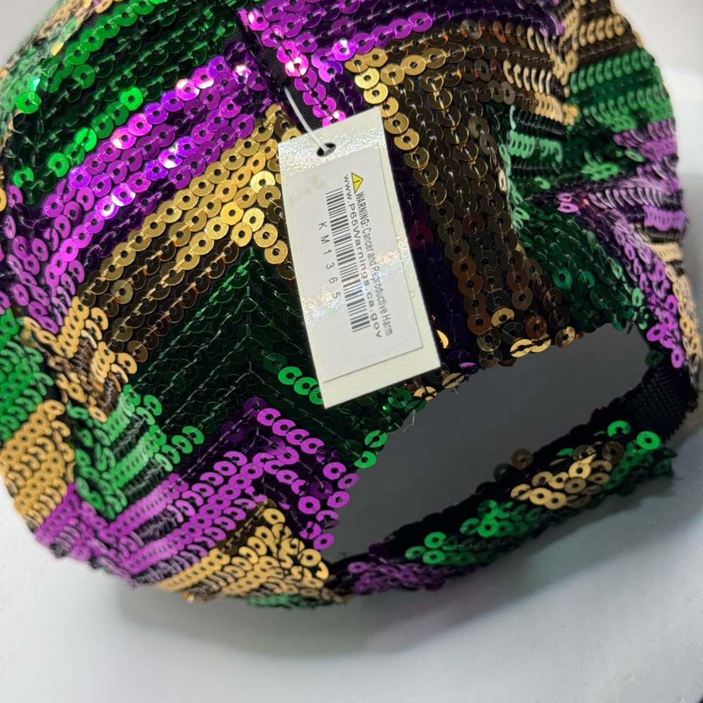 Mardi Gras Sequin Baseball Cap – Sparkle & Shine! 🎭💜💚💛 - Picture 3 of 3
